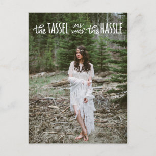 Carte Postale Faire-part Script blanc fin   Enregistrer la photo de date