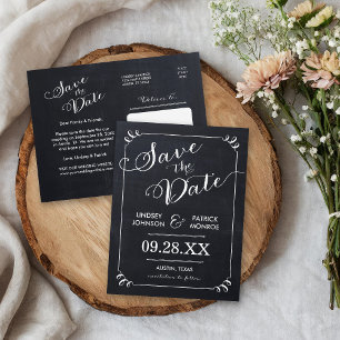 Carte Postale Faire-part Script Chalkboard Typographie moderne Enregistrer