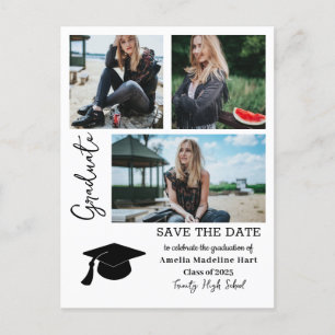 Carte Postale Faire-part Script de fin d'études simple Enregistrer la pho