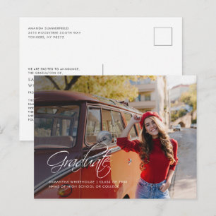 Carte Postale Faire-part Script de photo de remise de diplômes Diplômé mode