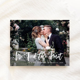 Carte Postale Faire-part Script Décontracté et photo chic   Mariage