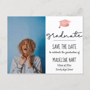 Carte Postale Faire-part Script Graduate minimal Enregistrer La Photo Dat