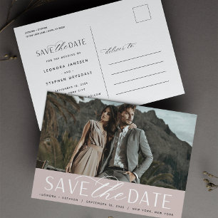 Carte Postale Faire-part Script lisse   Mariage photo Enregistrer la date
