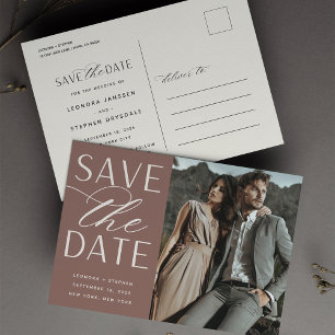 Carte Postale Faire-part Script lisse   Mariage photo Enregistrer la date