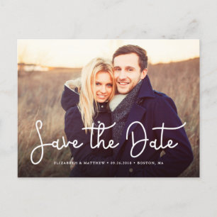 Carte Postale Faire-part Script lunatique photo mariage Enregistrer la date
