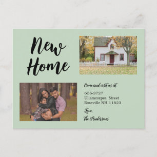 Carte Postale Faire-part Script minimaliste Deux photos Nouvelle maison Mot