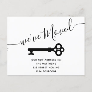 Carte Postale Faire-part Script noir blanc touche minimum déplacement