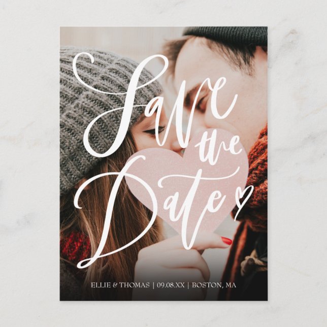 Carte Postale Faire-part Script Save the Date Modern Simple Photo (Devant)