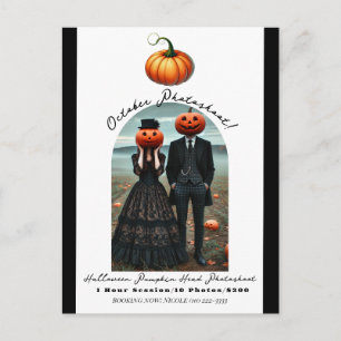 Carte Postale Faire-part Séance Photo Halloween Tête de Citrouille Automne