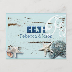 Carte Postale Faire-part SeaShells Beach Wedding enregistrer la date