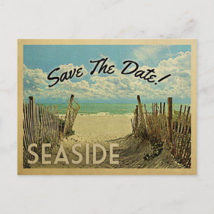 Carte Postale Faire-part Seaside Floride Sauvegarder la date Vintage Beach