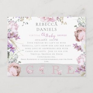 Carte Postale Faire-part Seaux de roses roses Oh Baby Shower par la poste