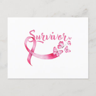 Carte Postale Faire-part Sensibilisation au cancer du sein Papillons roses 