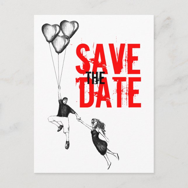 Carte Postale Faire-part S'envoler avec amour (Devant)