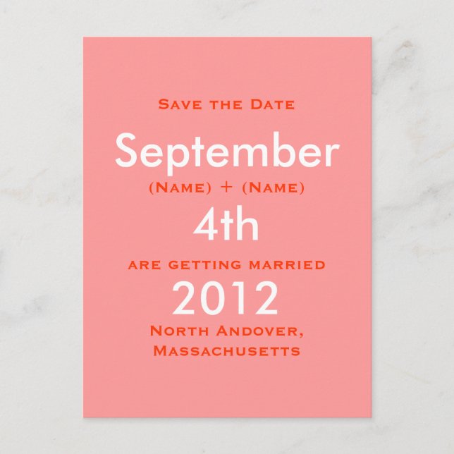 Carte Postale Faire-part Septembre, 2011, 4th, Save the Date, Katie Ro... (Devant)