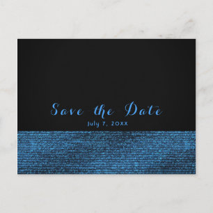 Carte Postale Faire-part Séquins de verre moderne bleu et noir Enregistrer 