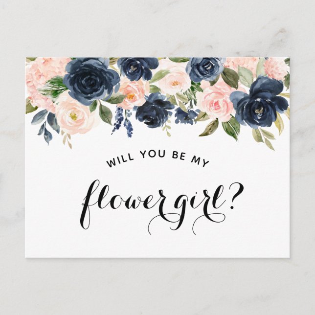 Carte Postale Faire-part "Serez-vous ma fille aux fleurs ?" (Devant)
