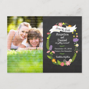 Carte Postale Faire-part Serre de bois sur tableau noir Photo Enregistrer l