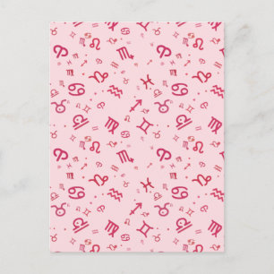 Carte Postale Faire-part Signe du zodiaque de l'astrologie rose 