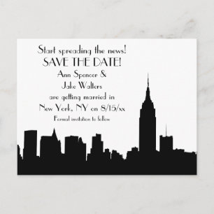 Carte Postale Faire-part Silhouette de la ville de New York sous un ciel no