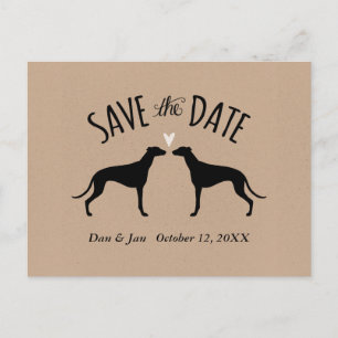 Carte Postale Faire-part Silhouettes de Greyhound Mariage Enregistrer la Da