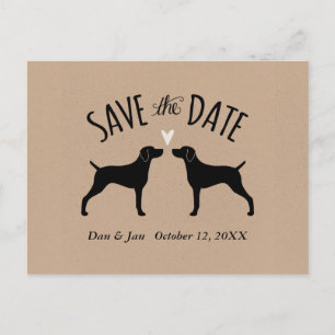 Carte Postale Faire-part Silhouettes de Weimaraner épousant des économies
