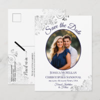 Silver Lace Marine Mariage blanc Enregistrer la da