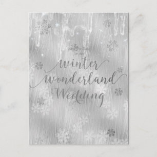 Carte Postale Faire-part Silvery White Ice Snowflakes Winter Wonderland