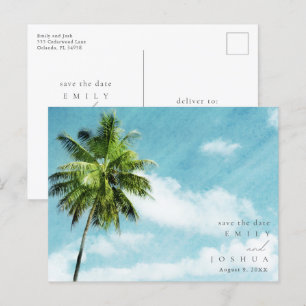 Carte Postale Faire-part Simple Beach Wedding Budget Économisez La Date