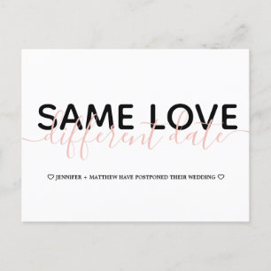 Carte Postale Faire-part Simple Changement de Date Mariage Typographie Phot