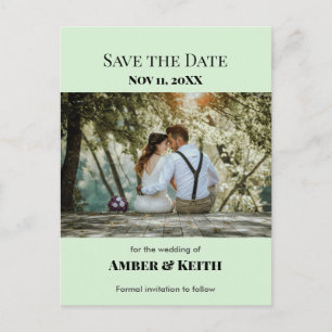 Carte Postale Faire-part Simple Élégant Mariage Sauvegarder La Date Vert