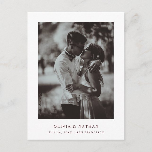 Carte Postale Faire-part Simple Elegant Text and Photo | Save the Date (Devant)