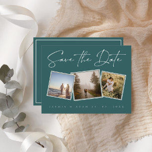 Carte Postale Faire-part Simple Emerald Green Photo Wedding Enregistrer la 