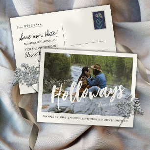 Carte Postale Faire-part Simple Faire Mariage de Destination Photo Enregist