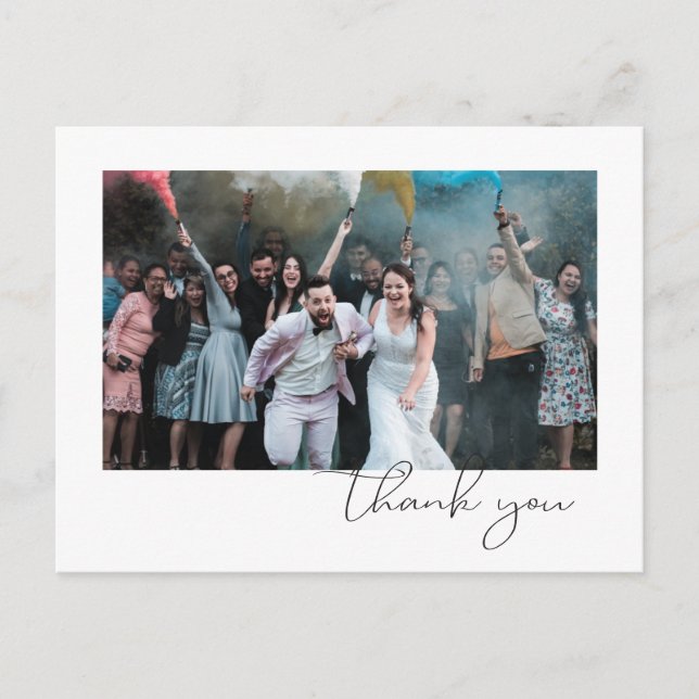 Carte Postale Faire-part Simple Fun Script Font Guest Photo Mariage (Devant)