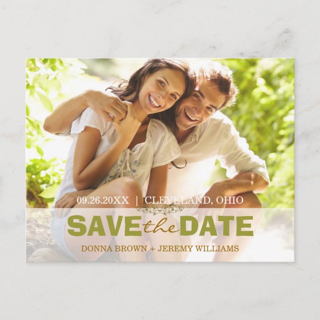 Carte Postale Faire-part Simple mariage Big Photo Enregistrer la date (Devant)