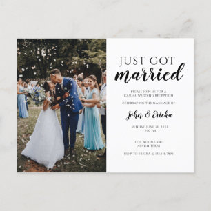 Carte Postale Faire-part Simple Mariage Mariés Fuite de Mariage