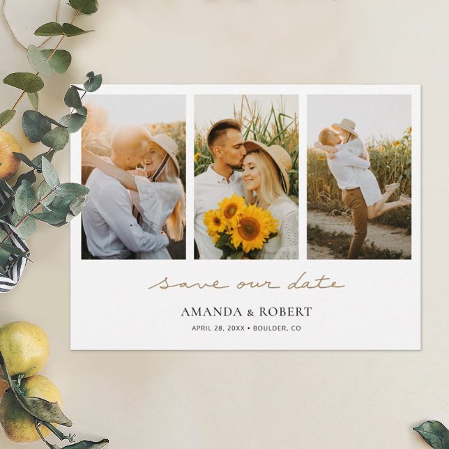 Carte Postale Faire-part Simple Modern Multi Photo Collage Enregistrer la d (Créateur téléchargé)
