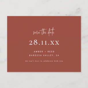 Carte Postale Faire-part Simple moderne minimaliste Terracotta Enregistrer
