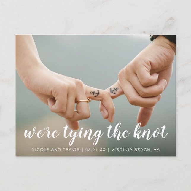 Carte Postale Faire-part Simple Photo Mariage Moderne (Devant)