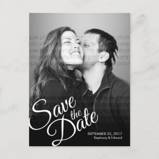 Carte Postale Faire-part Simple Script Moderne Enregistrer la date Photo Ca
