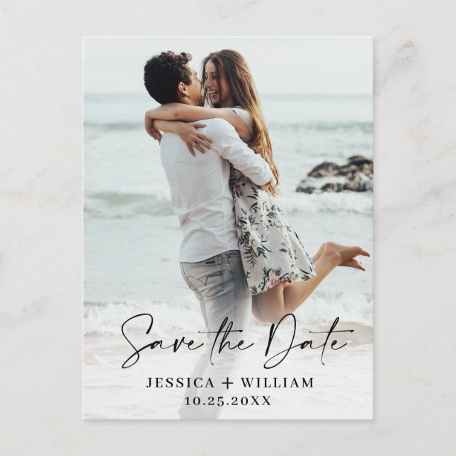 Carte Postale Faire-part Simply Elegant Wedding Hearts Save the Date Photo (Devant)