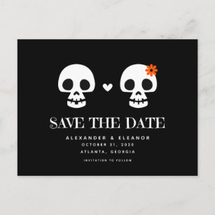 Carte Postale Faire-part Skulls doux personnalisable Enregistrer la date Ca