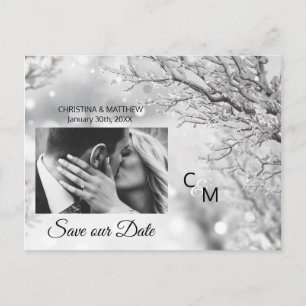 Carte Postale Faire-part Snowflakes d'hiver Mariage SAUVER NOTRE DATE   PHO