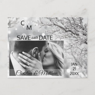 Carte Postale Faire-part Snowflakes d'hiver Mariage SAUVER NOTRE DATE   PHO