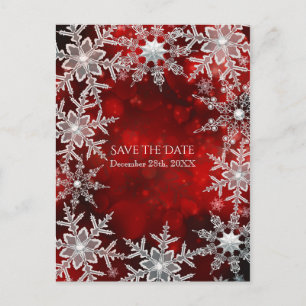 Carte Postale Faire-part Snowflakes hiver Red Holiday Party Enregistrer la 