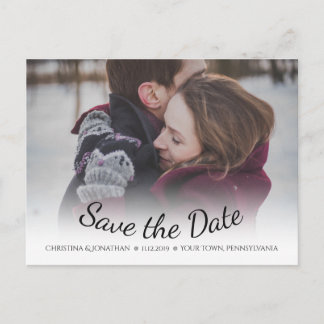 Carte Postale Faire-part Snowflakes Mariage hivernal Enregistrer la date Ca