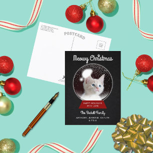 Carte Postale Faire-part Snowglobe de Noël   Photo de vacances pour animaux