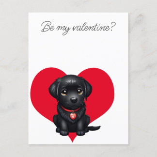 Carte Postale Faire-part Sois mon coeur rouge de chiot noir valentine labra