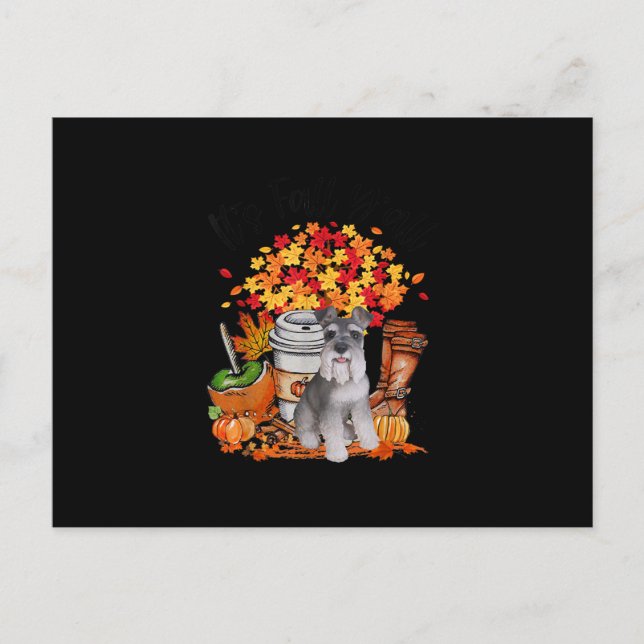 Carte Postale Faire-part son chien de schnauzer d'automne halloween thanksg (Devant)